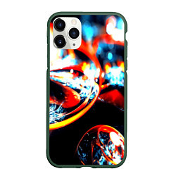 Чехол iPhone 11 Pro матовый Фрактальный узор, цвет: 3D-темно-зеленый