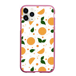 Чехол iPhone 11 Pro матовый Апельсины с листьями