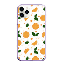 Чехол iPhone 11 Pro матовый Апельсины с листьями