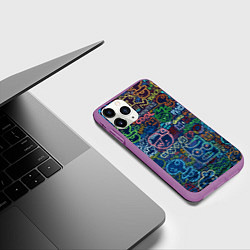 Чехол iPhone 11 Pro матовый Разрисованная стена, цвет: 3D-фиолетовый — фото 2