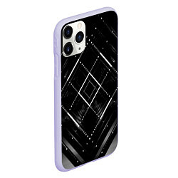 Чехол iPhone 11 Pro матовый Hexagon Black, цвет: 3D-светло-сиреневый — фото 2