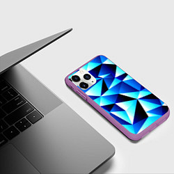 Чехол iPhone 11 Pro матовый Полигоны треугольники, цвет: 3D-фиолетовый — фото 2