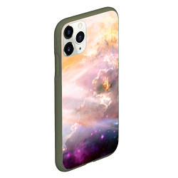 Чехол iPhone 11 Pro матовый Аморфное абстрактное космическое красочное небо, цвет: 3D-темно-зеленый — фото 2