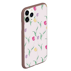 Чехол iPhone 11 Pro матовый Цветут тюльпаны, цвет: 3D-коричневый — фото 2