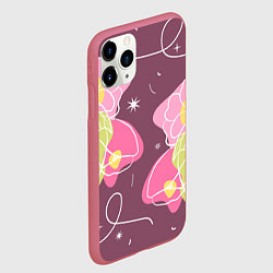 Чехол iPhone 11 Pro матовый Звезды в цветах лайн, цвет: 3D-малиновый — фото 2