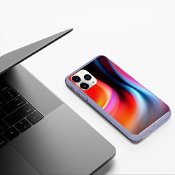 Чехол iPhone 11 Pro матовый Радужные волны, цвет: 3D-светло-сиреневый — фото 2