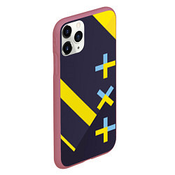 Чехол iPhone 11 Pro матовый TXT yellow geometry, цвет: 3D-малиновый — фото 2