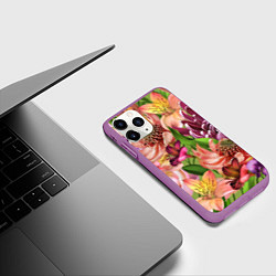 Чехол iPhone 11 Pro матовый Райские цветы, цвет: 3D-фиолетовый — фото 2