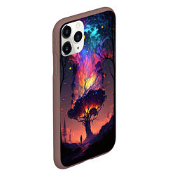 Чехол iPhone 11 Pro матовый Огненное дерево в звездном лесу, цвет: 3D-коричневый — фото 2