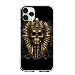 Чехол iPhone 11 Pro матовый Золотой череп фараона, цвет: 3D-белый