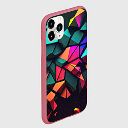 Чехол iPhone 11 Pro матовый Неоновые абстрактные камушки, цвет: 3D-малиновый — фото 2