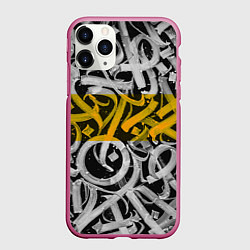 Чехол iPhone 11 Pro матовый Yellow Callicraphic, цвет: 3D-малиновый