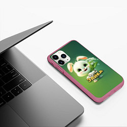 Чехол iPhone 11 Pro матовый Просто белая зайка, цвет: 3D-малиновый — фото 2