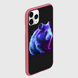 Чехол iPhone 11 Pro матовый Хомяк неон, цвет: 3D-малиновый — фото 2