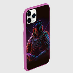 Чехол iPhone 11 Pro матовый Самурай - неоновые брызги, цвет: 3D-фиолетовый — фото 2