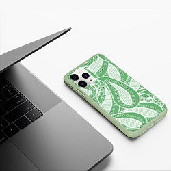 Чехол iPhone 11 Pro матовый Абстракция восточный огурец, цвет: 3D-салатовый — фото 2
