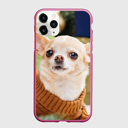 Чехол iPhone 11 Pro матовый Праздничный чихуахуа