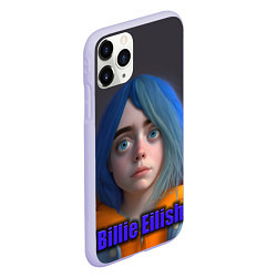 Чехол iPhone 11 Pro матовый Портрет Билли Айлиш в исполнении нейросети, цвет: 3D-светло-сиреневый — фото 2