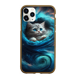 Чехол iPhone 11 Pro матовый Котик в звездных облаках