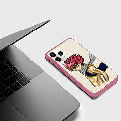 Чехол iPhone 11 Pro матовый Нацу в шарфе, цвет: 3D-малиновый — фото 2