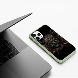 Чехол iPhone 11 Pro матовый Древний череп с сигилами, цвет: 3D-салатовый — фото 2