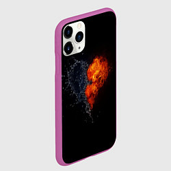 Чехол iPhone 11 Pro матовый Любовь, огонь и вода, цвет: 3D-фиолетовый — фото 2