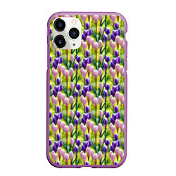 Чехол iPhone 11 Pro матовый Весенние крокусы, цвет: 3D-фиолетовый
