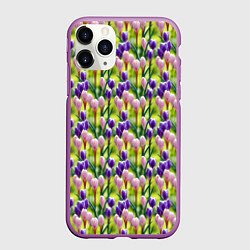 Чехол iPhone 11 Pro матовый Весенние крокусы, цвет: 3D-фиолетовый