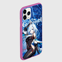Чехол iPhone 11 Pro матовый Шэнь Хэ на фоне расколотого льда, цвет: 3D-фиолетовый — фото 2