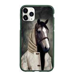 Чехол iPhone 11 Pro матовый Конь в пальто в прямом смысле, цвет: 3D-темно-зеленый