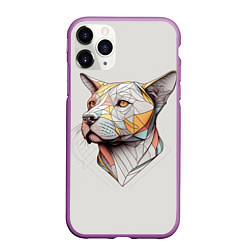 Чехол iPhone 11 Pro матовый Стилизованный пёс в геометрическом стиле 2, цвет: 3D-фиолетовый