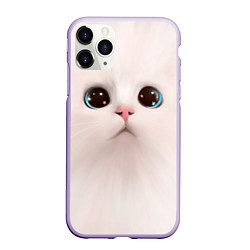 Чехол iPhone 11 Pro матовый Милый кот с большими глазами, цвет: 3D-светло-сиреневый
