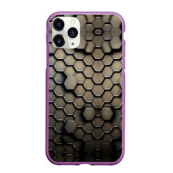 Чехол iPhone 11 Pro матовый Сталь и соты, цвет: 3D-фиолетовый