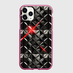 Чехол iPhone 11 Pro матовый Металлические плитки, цвет: 3D-малиновый