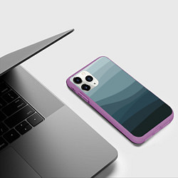 Чехол iPhone 11 Pro матовый Бирюзовые волны, цвет: 3D-фиолетовый — фото 2