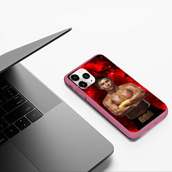 Чехол iPhone 11 Pro матовый Головкин GGG, цвет: 3D-малиновый — фото 2