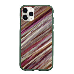 Чехол iPhone 11 Pro матовый Полосы цвета с текстурой планеты, цвет: 3D-темно-зеленый