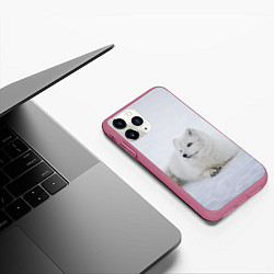 Чехол iPhone 11 Pro матовый Полярная лисичка, цвет: 3D-малиновый — фото 2