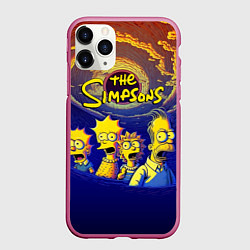 Чехол iPhone 11 Pro матовый Черная дыра и Симпсоны, цвет: 3D-малиновый