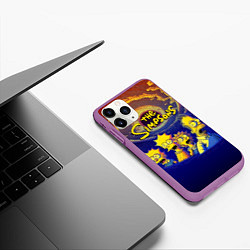 Чехол iPhone 11 Pro матовый Черная дыра и Симпсоны, цвет: 3D-фиолетовый — фото 2