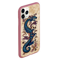 Чехол iPhone 11 Pro матовый Irezumi японский дракон-змей, цвет: 3D-малиновый — фото 2