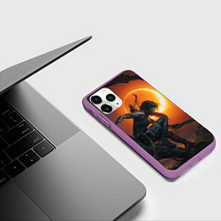 Чехол iPhone 11 Pro матовый Lara Croft, цвет: 3D-фиолетовый — фото 2
