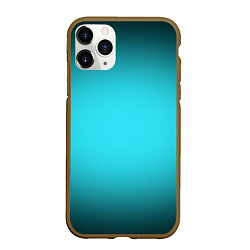 Чехол iPhone 11 Pro матовый Кислотный голубой с градиентом, цвет: 3D-коричневый
