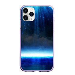 Чехол iPhone 11 Pro матовый Звездопад в океане, цвет: 3D-светло-сиреневый