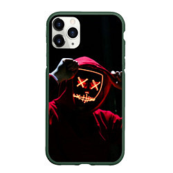 Чехол iPhone 11 Pro матовый Красно-оранжевый неоновый анонимус