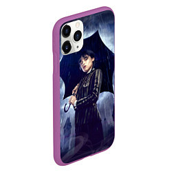 Чехол iPhone 11 Pro матовый Уэнсдей Аддамс с зонтом, цвет: 3D-фиолетовый — фото 2