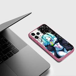 Чехол iPhone 11 Pro матовый Ребекка из Киберпанка 2077, цвет: 3D-малиновый — фото 2