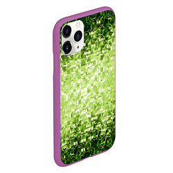 Чехол iPhone 11 Pro матовый Геометрическое зелёное искажение в пространстве, цвет: 3D-фиолетовый — фото 2