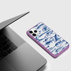 Чехол iPhone 11 Pro матовый Морские рыбы, цвет: 3D-фиолетовый — фото 2