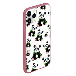 Чехол iPhone 11 Pro матовый Панды и бамбук, цвет: 3D-малиновый — фото 2